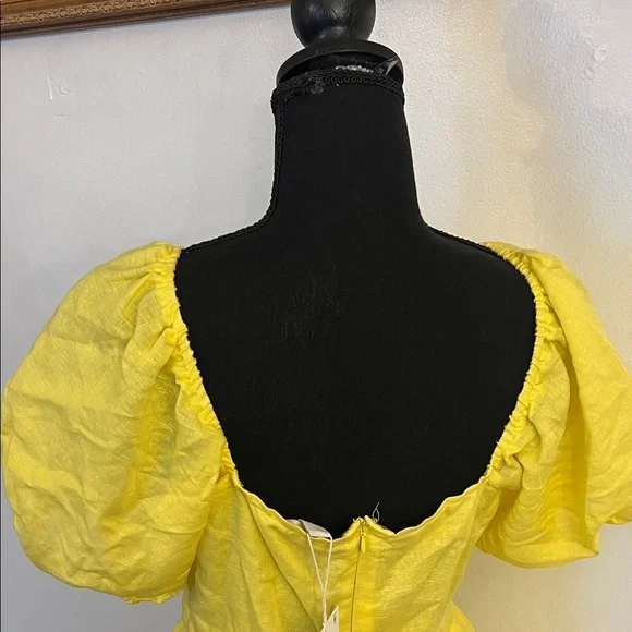 NWT Chelsea & Violet Linen Cotton Blend Puff Sleeve Tie V-Neck A-Line - Picture 9 of 15